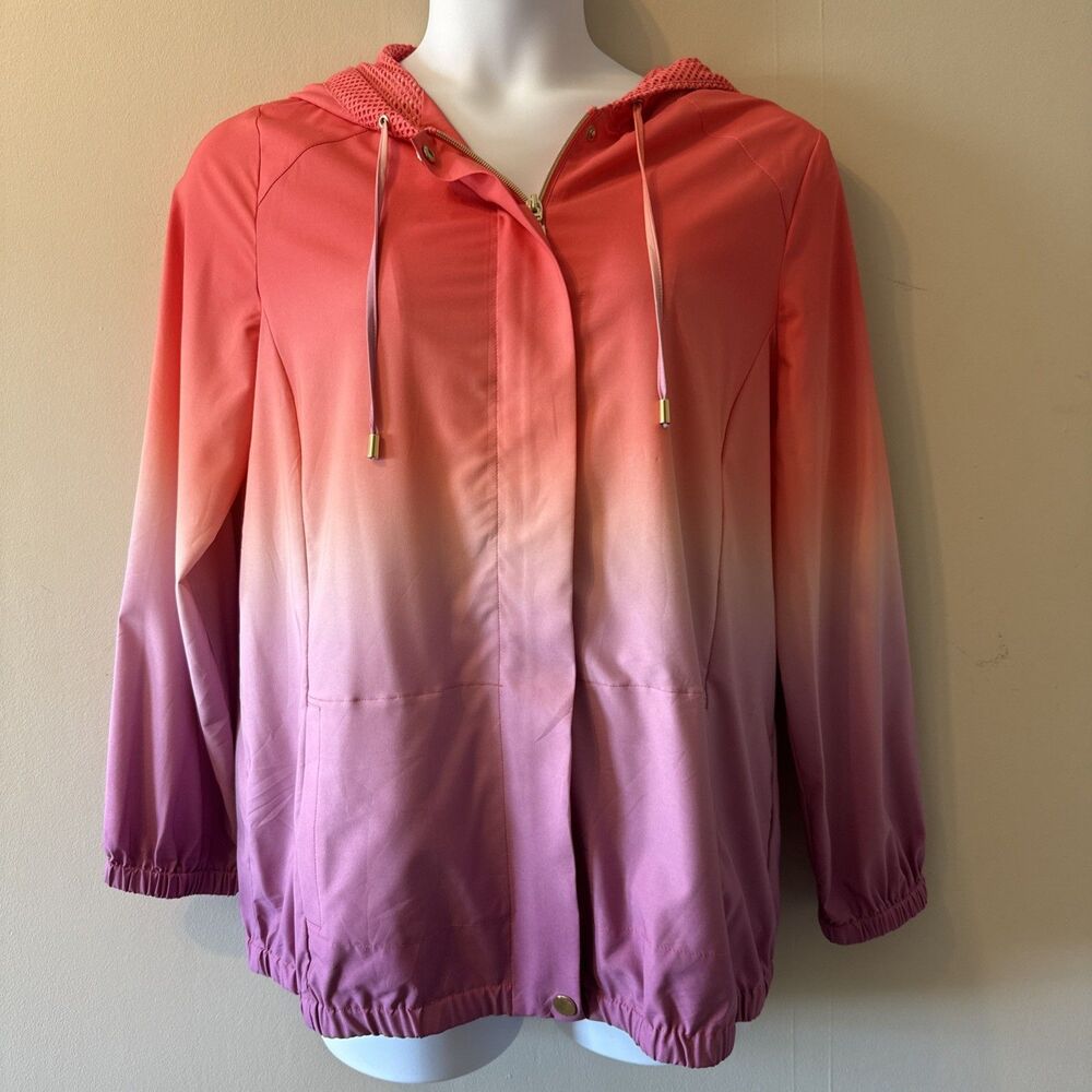 Chico’s | Size 2 (Large)  Zenergy Ombré Pink Purple Lightweight Hooded Jacket